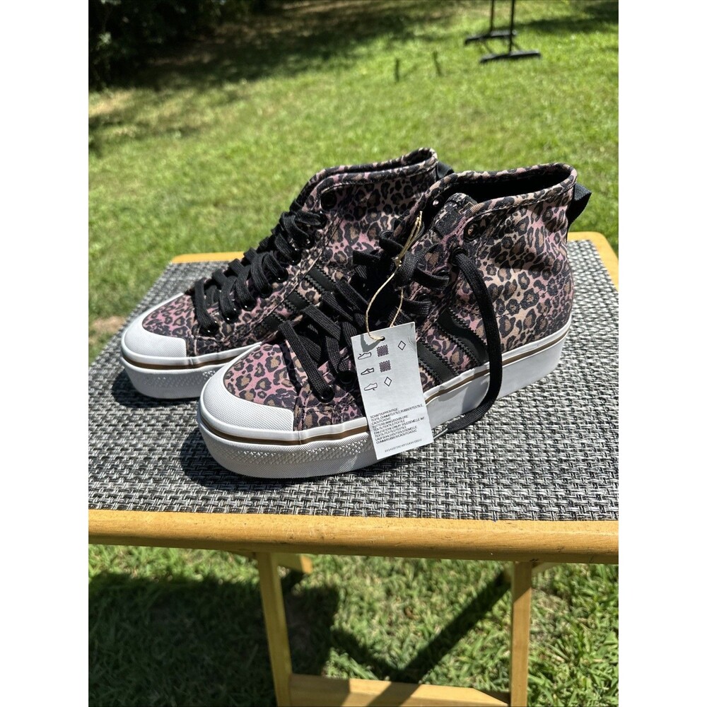 adidas Pink Leopard Platform High-Top Sneakers